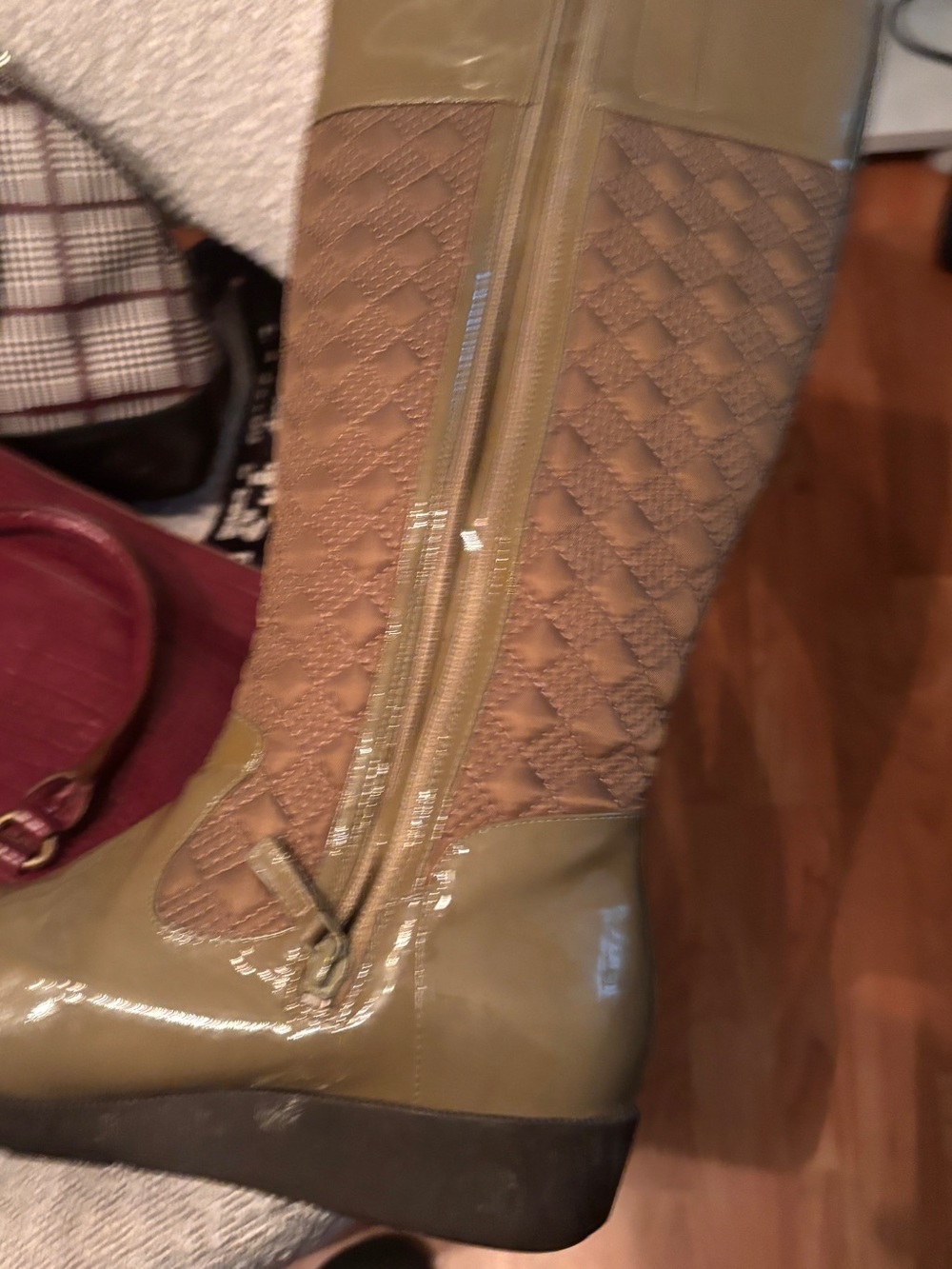 Cole Haan Nike Air Quilted Tali Wedge Rain Boots - Women's Size 7 - Olive Green - Picture 6 of 10